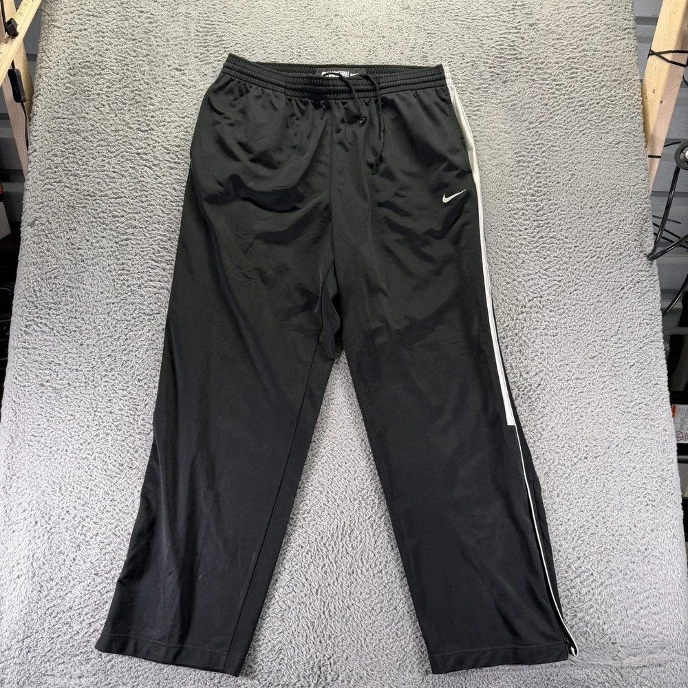 Vintage Nike Pant Mens 2XL Black Polyester Track Straight Basketball Performance